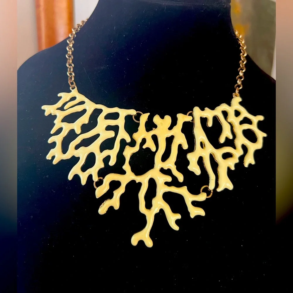 Enamel Coral Bib Necklace